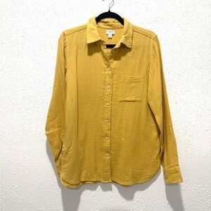 J. Crew  Factory Women's Yellow Double-gauze button-up shirt S